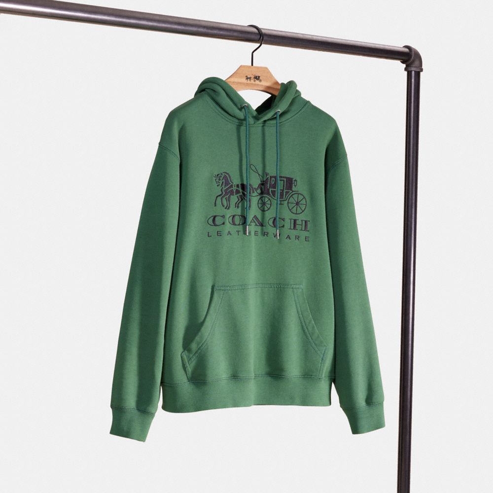 COACH®,Restored Horse And Carriage Hoodie In Organic Cotton,,Front View