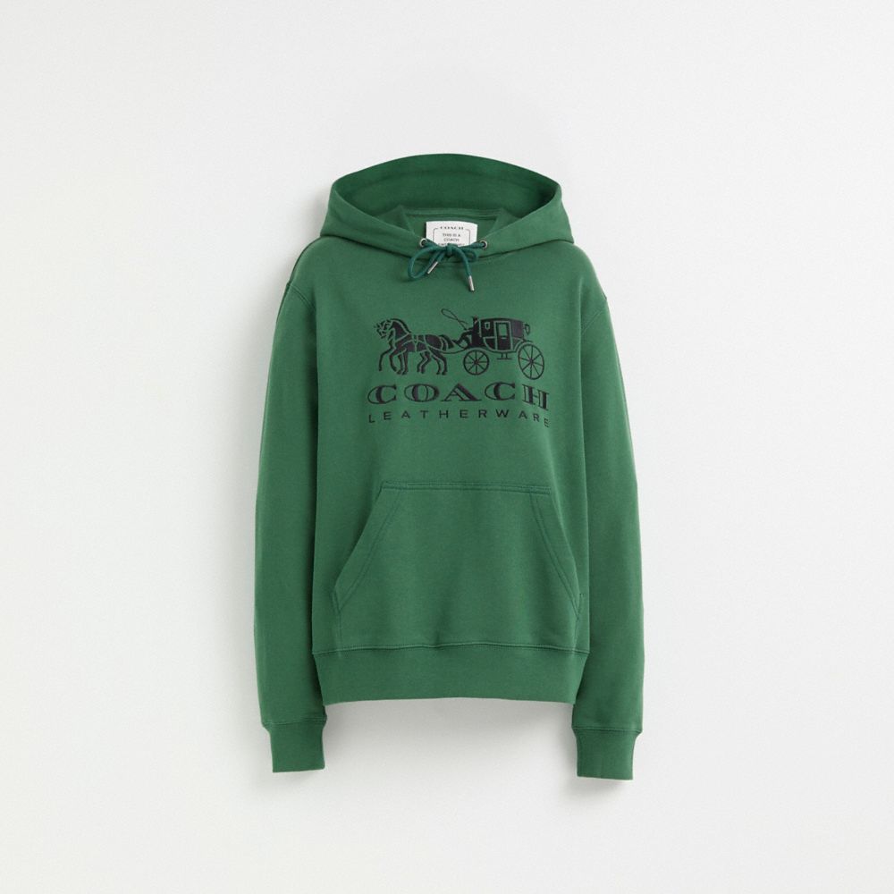 Coach Restored Horse And Carriage Hoodie In Organic Cotton In Dark Pine