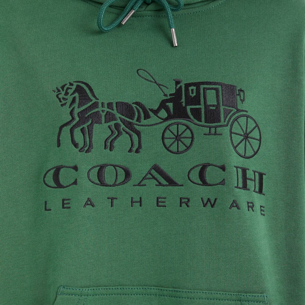 COACH®,Restored Horse And Carriage Hoodie In Organic Cotton,Organic Cotton,Sweatshirt,Drawstring,Casual,,Scale View