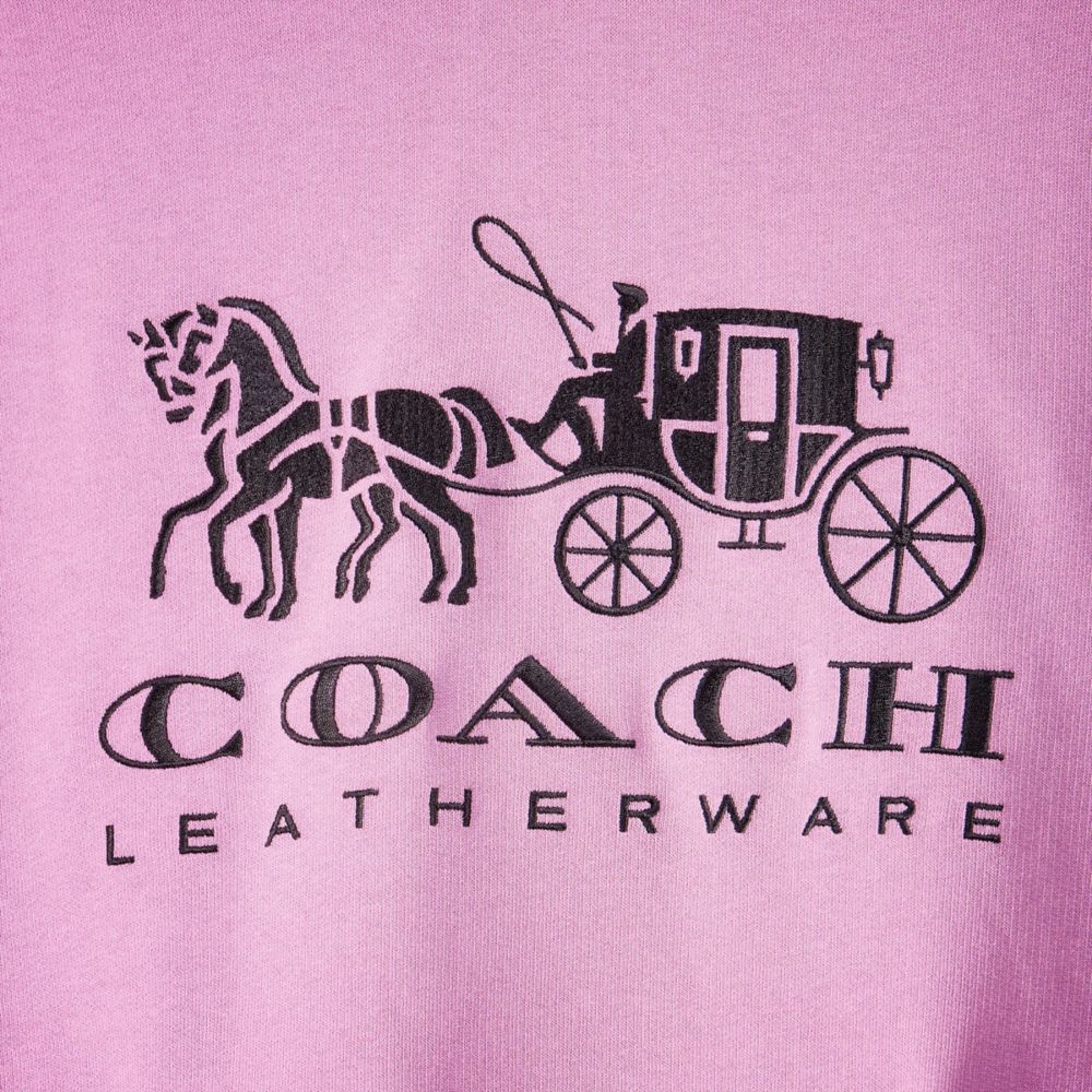 COACH®,Restored Horse And Carriage Hoodie In Organic Cotton,Organic Cotton,Sweatshirt,Drawstring,Casual,Pink,Scale View