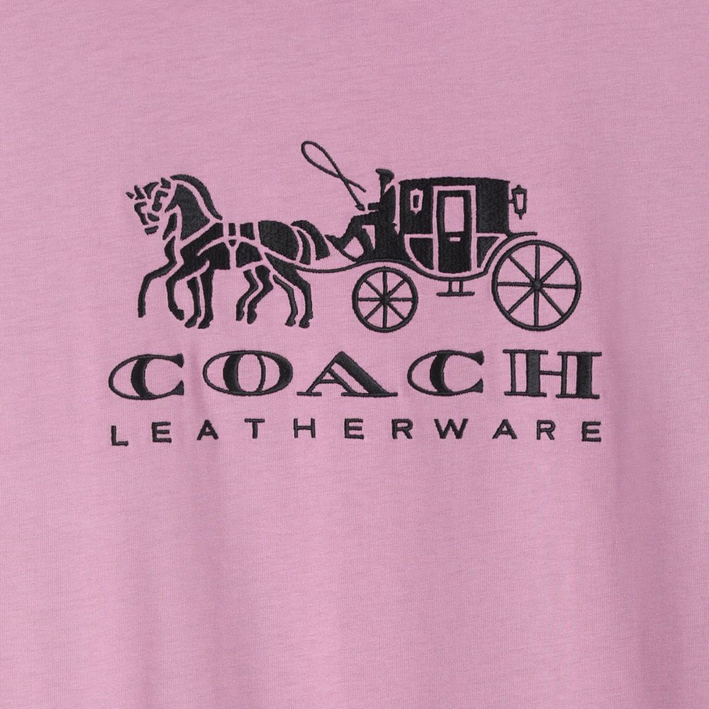 COACH®,Restored Horse And Carriage T-Shirt,Organic Cotton,T Shirt,Casual,Pink,Scale View