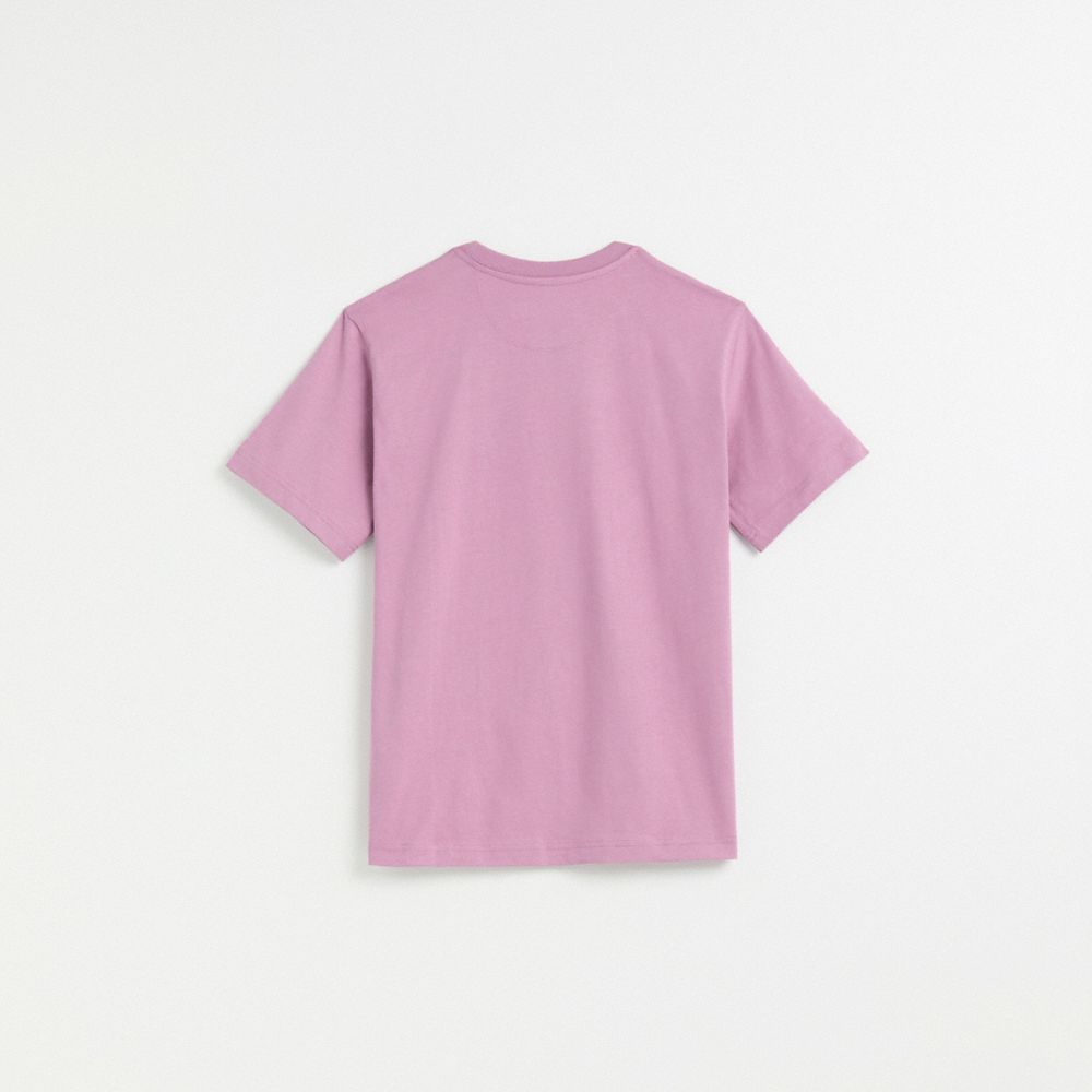 COACH®,Restored Horse And Carriage T-Shirt,Organic Cotton,T Shirt,Casual,Pink,Back View