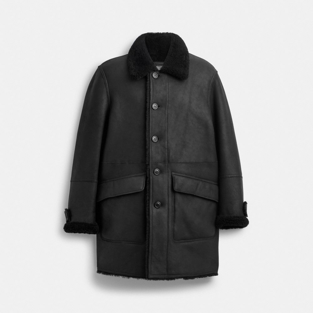 COACH®,REVERSIBLE SHEARLING COAT,Black,Front View