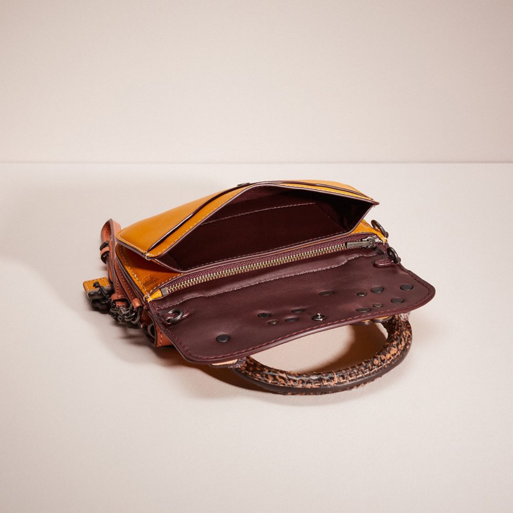 COACH®,Upcrafted Double Up Creation,Leather,Crossbody,Color Block,Pattern,Applique,Day Party,Mustard,Inside View,Top View