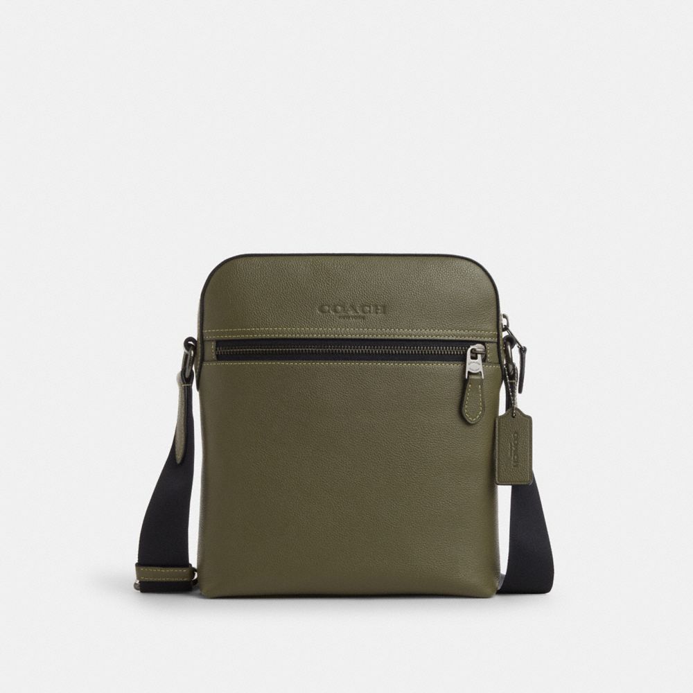 COACH®,HOUSTON FLIGHT BAG,PITONE LUCIDO,Bronze industriel/Olive terne,Front View