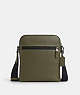 COACH®,HOUSTON FLIGHT BAG,Leather,Medium,Gunmetal/Olive Drab,Front View