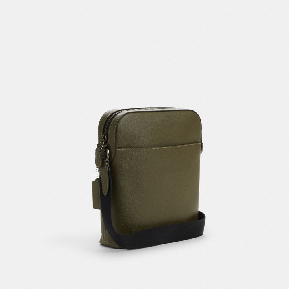 COACH®,HOUSTON FLIGHT BAG,PITONE LUCIDO,Bronze industriel/Olive terne,Angle View