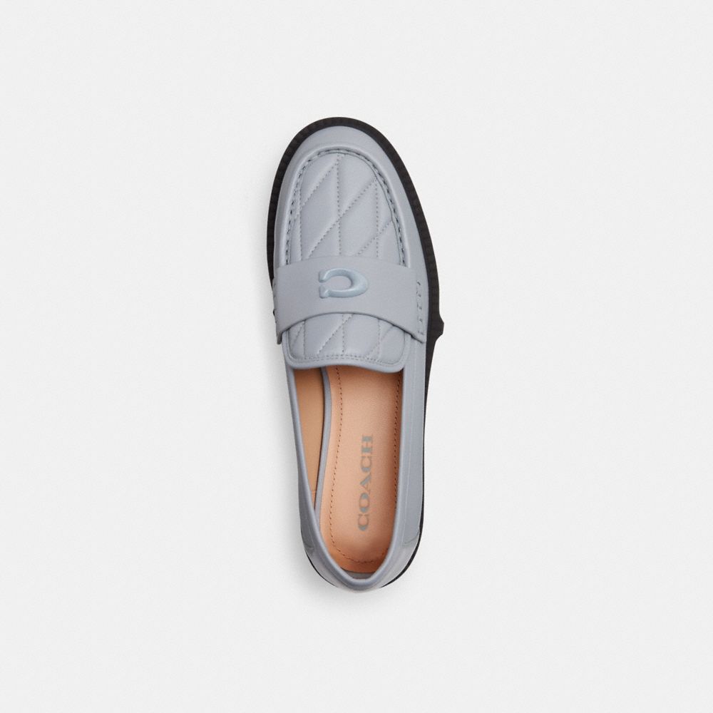 COACH®,LEAH LOAFER WITH QUILTING,Leather,Grey Blue,Inside View,Top View