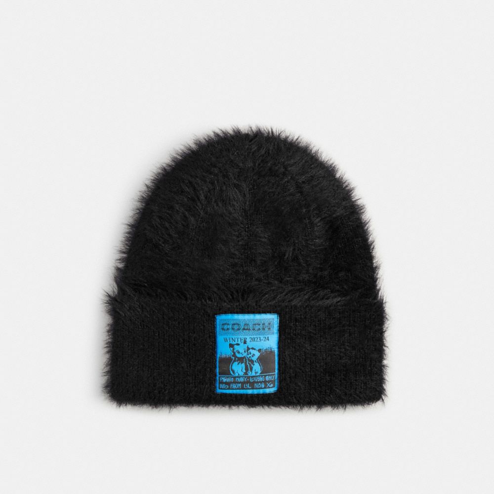 COACH®,THE LIL NAS X DROP BEANIE,Nylon,Black,Front View image number 0