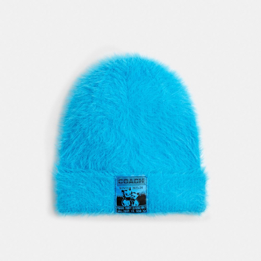 COACH®,THE LIL NAS X DROP BEANIE,Nylon,Neon Blue,Front View image number 0