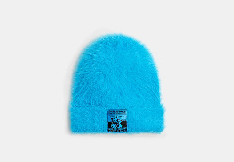 COACH®,THE LIL NAS X DROP BEANIE,Nylon,Neon Blue,Front View image number 0