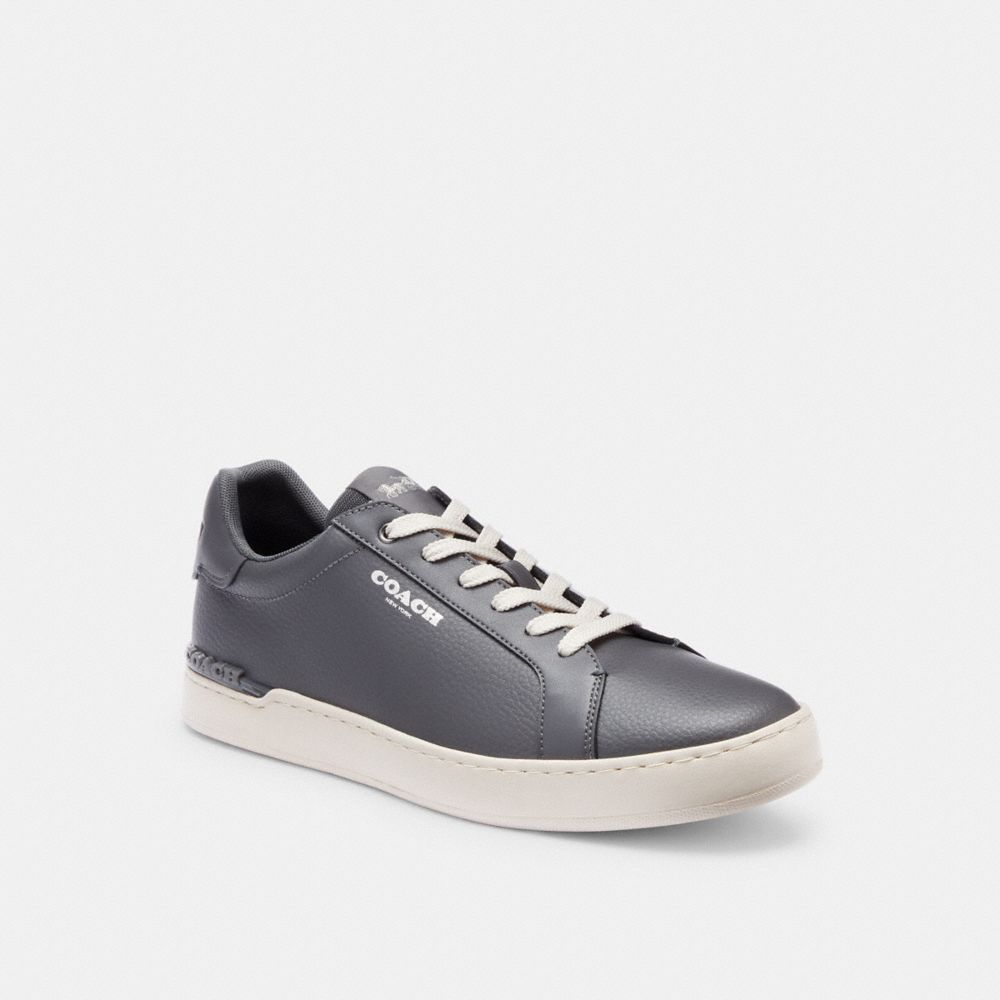 COACH®,CLIP LOW TOP SNEAKER,Leather,Industrial Grey,Front View
