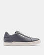 COACH®,CLIP LOW TOP SNEAKER,Leather,Industrial Grey,Angle View