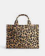 COACH®,CARGO TOTE WITH LEOPARD PRINT,Recycled Canvas/Recycled Leather,X-Large,Silver/Leopard,Back View