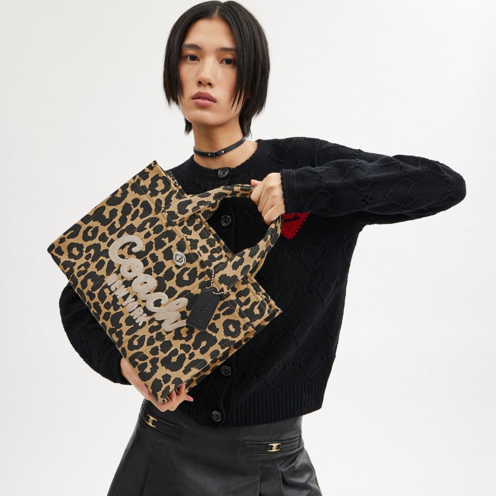 COACH Cargo Tote With Leopard Print