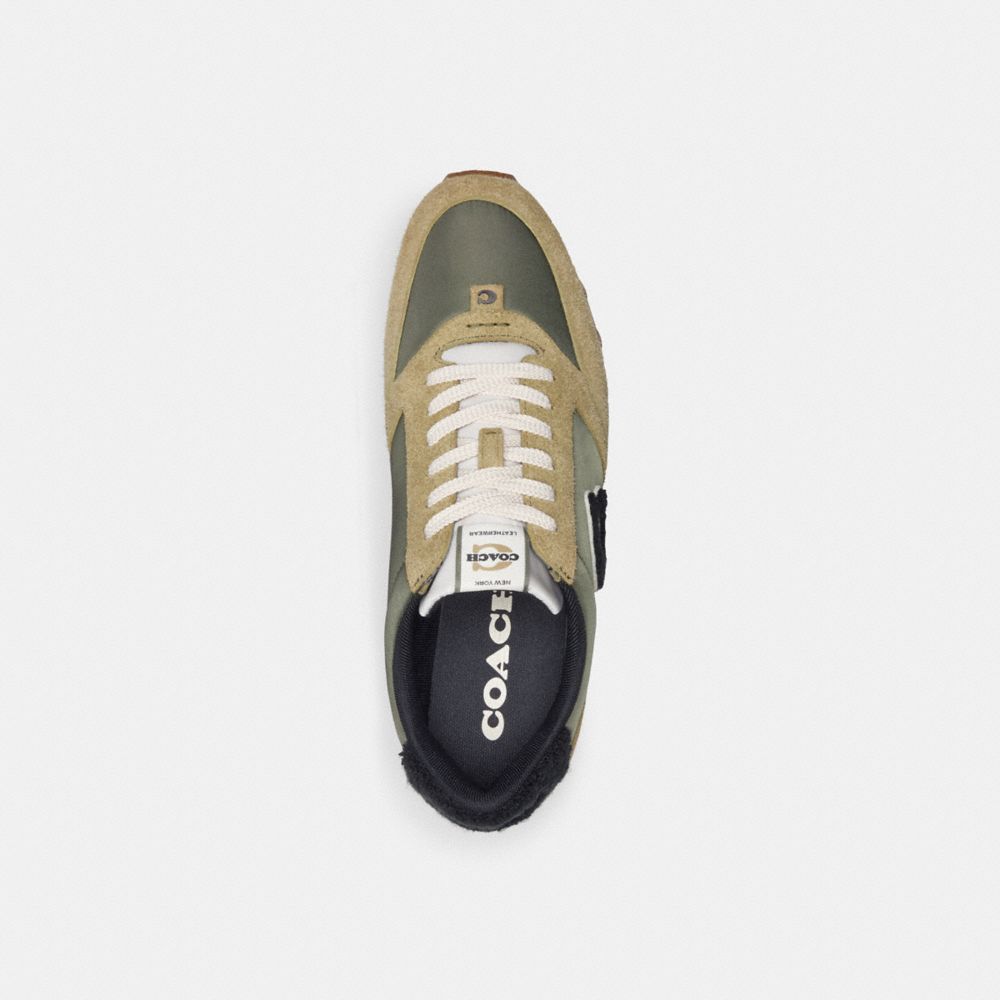 COACH®,RUNNER SNEAKER,Suede,Moss/Army Green,Inside View,Top View