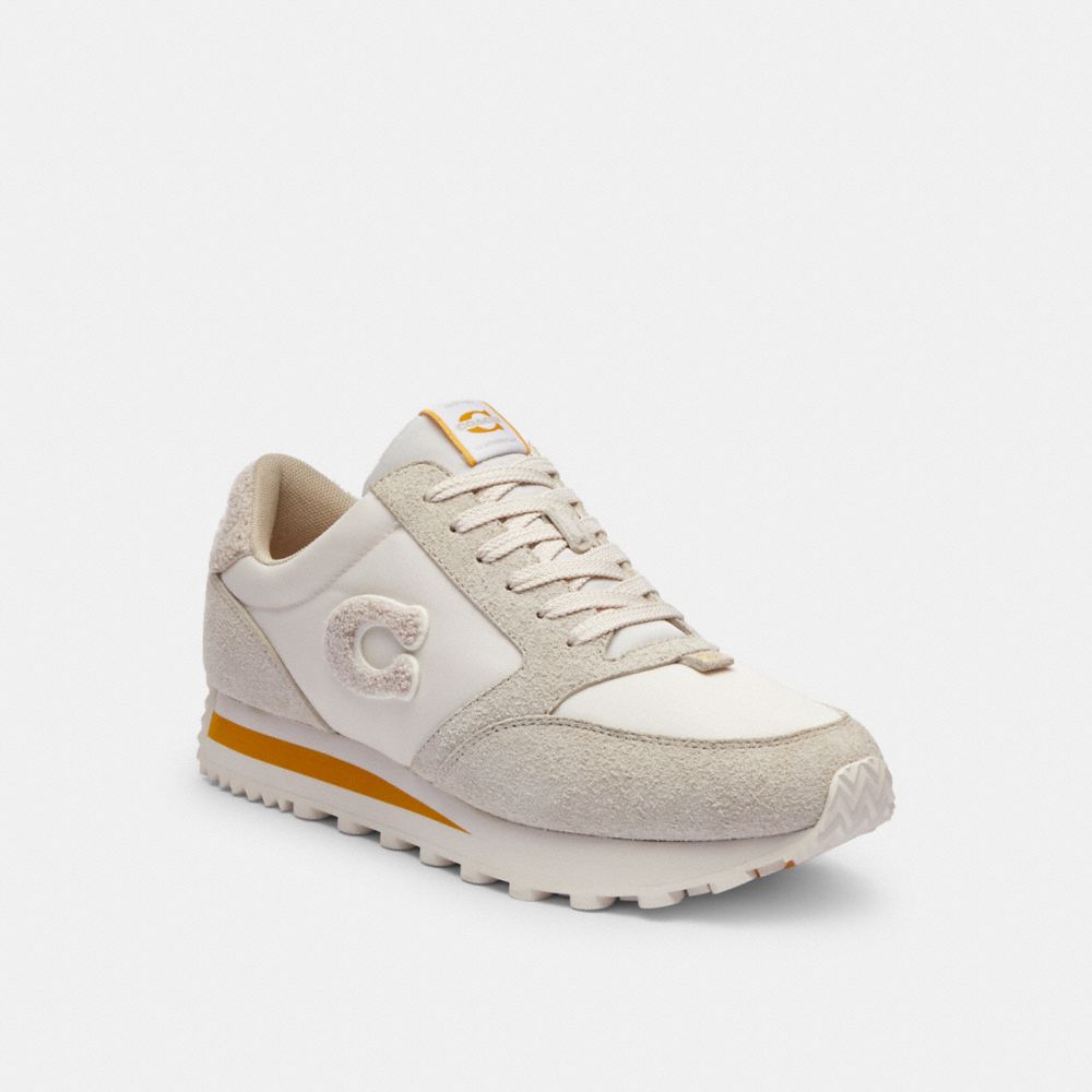 COACH®,RUNNER SNEAKER,Suede,Steam/Chalk,Front View