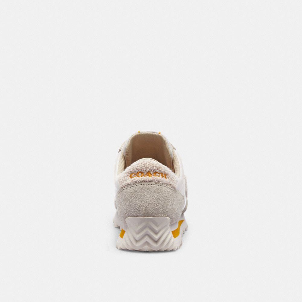 COACH®,Runner Sneaker,Suede,Nylon,Casual,Color Block,Shearling,Logo,Mixed Media,Casual,Gray,Alternate View