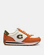 COACH®,RUNNER SNEAKER,Suede,Spice Orange/Chalk,Angle View