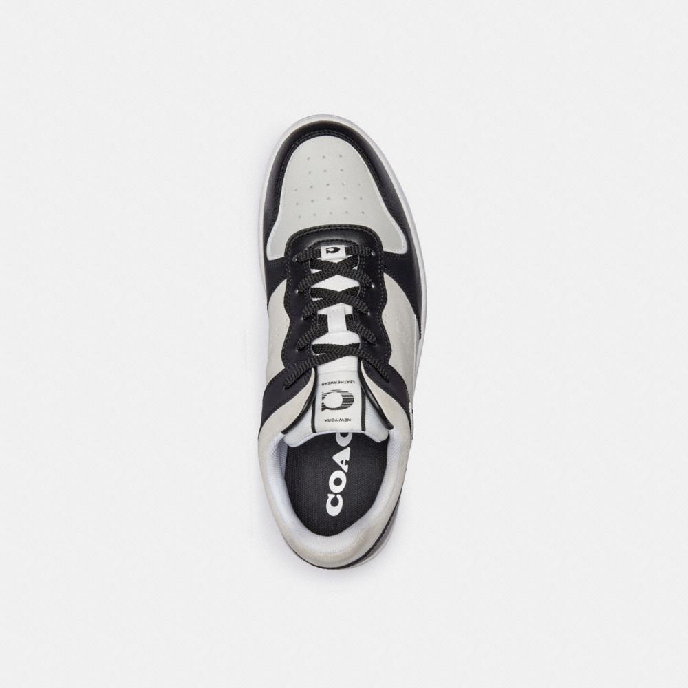 COACH®,C201 SNEAKER,Suede,Black/Light Grey,Inside View,Top View