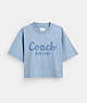COACH®,CURSIVE SIGNATURE CROPPED T-SHIRT,cotton,Blue,Front View