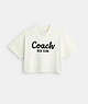 COACH®,CURSIVE SIGNATURE CROPPED T-SHIRT,cotton,Cream,Front View