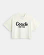 COACH®,CURSIVE SIGNATURE CROPPED T-SHIRT,cotton,Cream,Front View
