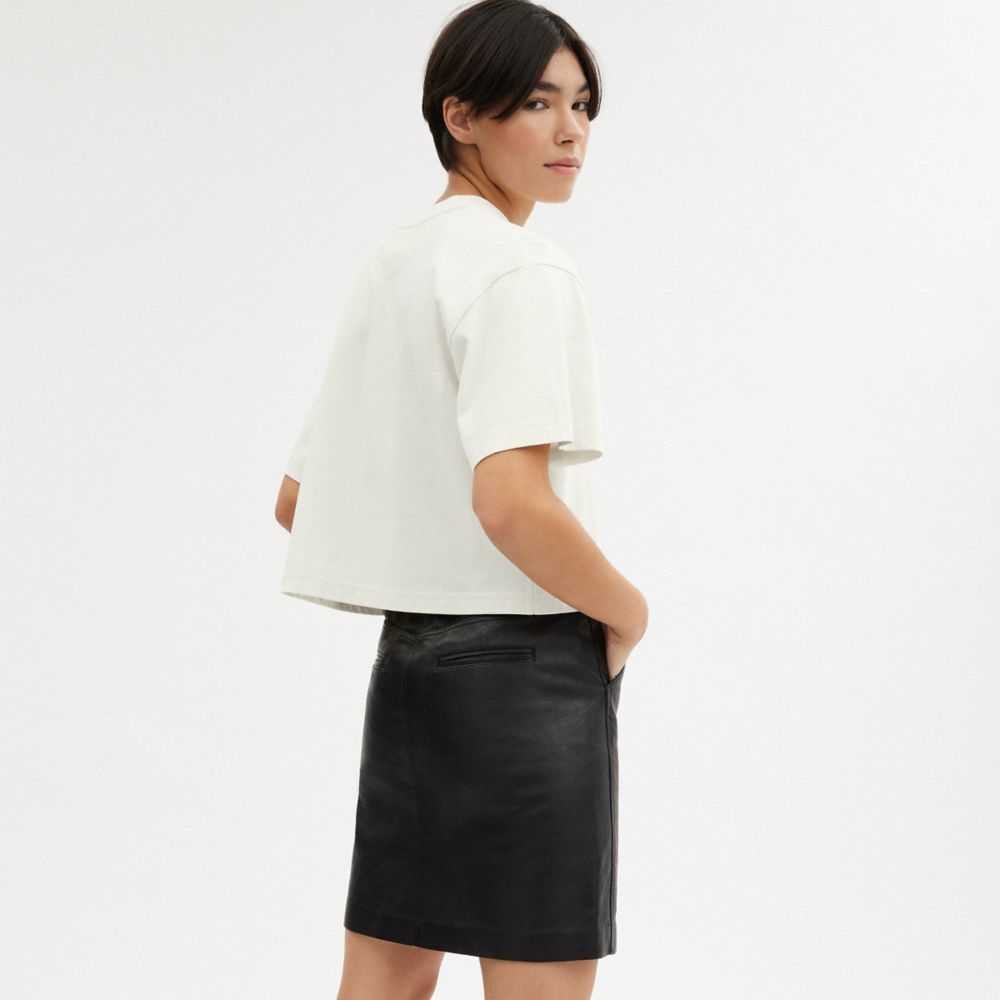 COACH®,Cursive Signature Cropped T Shirt,Cotton,T Shirt,No Embellishment,Casual,Cream,Scale View