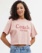 COACH®,CURSIVE SIGNATURE CROPPED T-SHIRT,cotton,Pink,Scale View