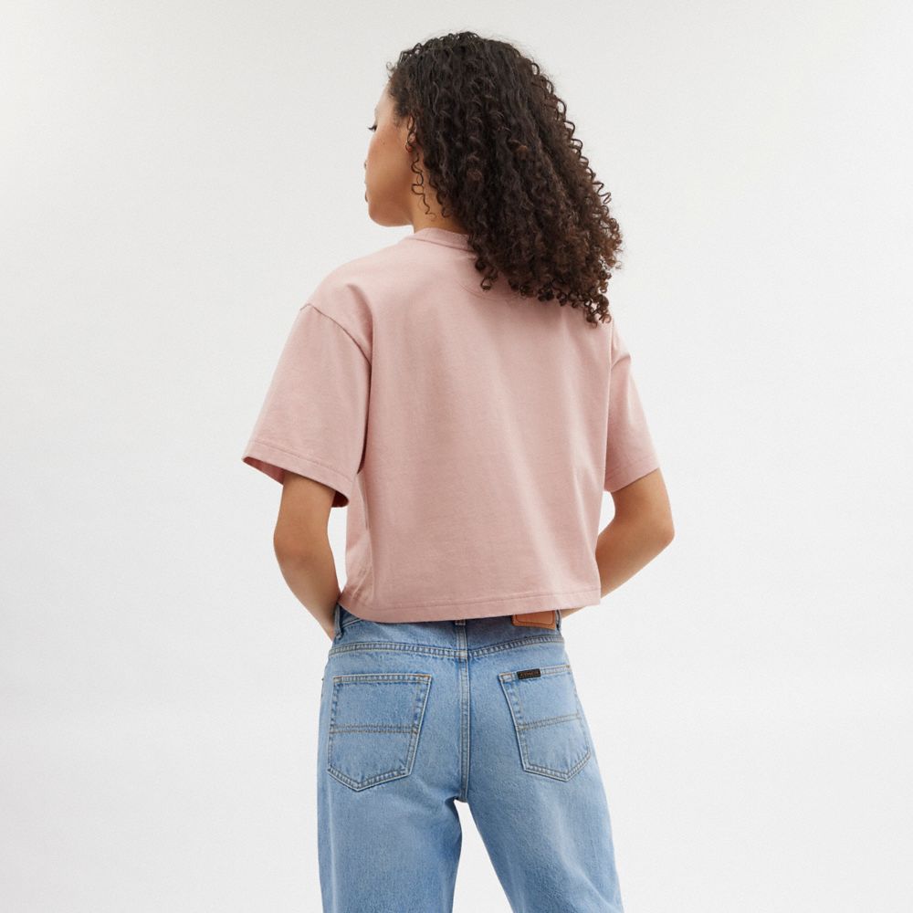 COACH®,T-SHIRT COURT À SIGNATURE MANUSCRITE,coton,Rose,Scale View