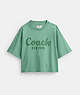 COACH®,CURSIVE SIGNATURE CROPPED T-SHIRT,cotton,Green,Front View