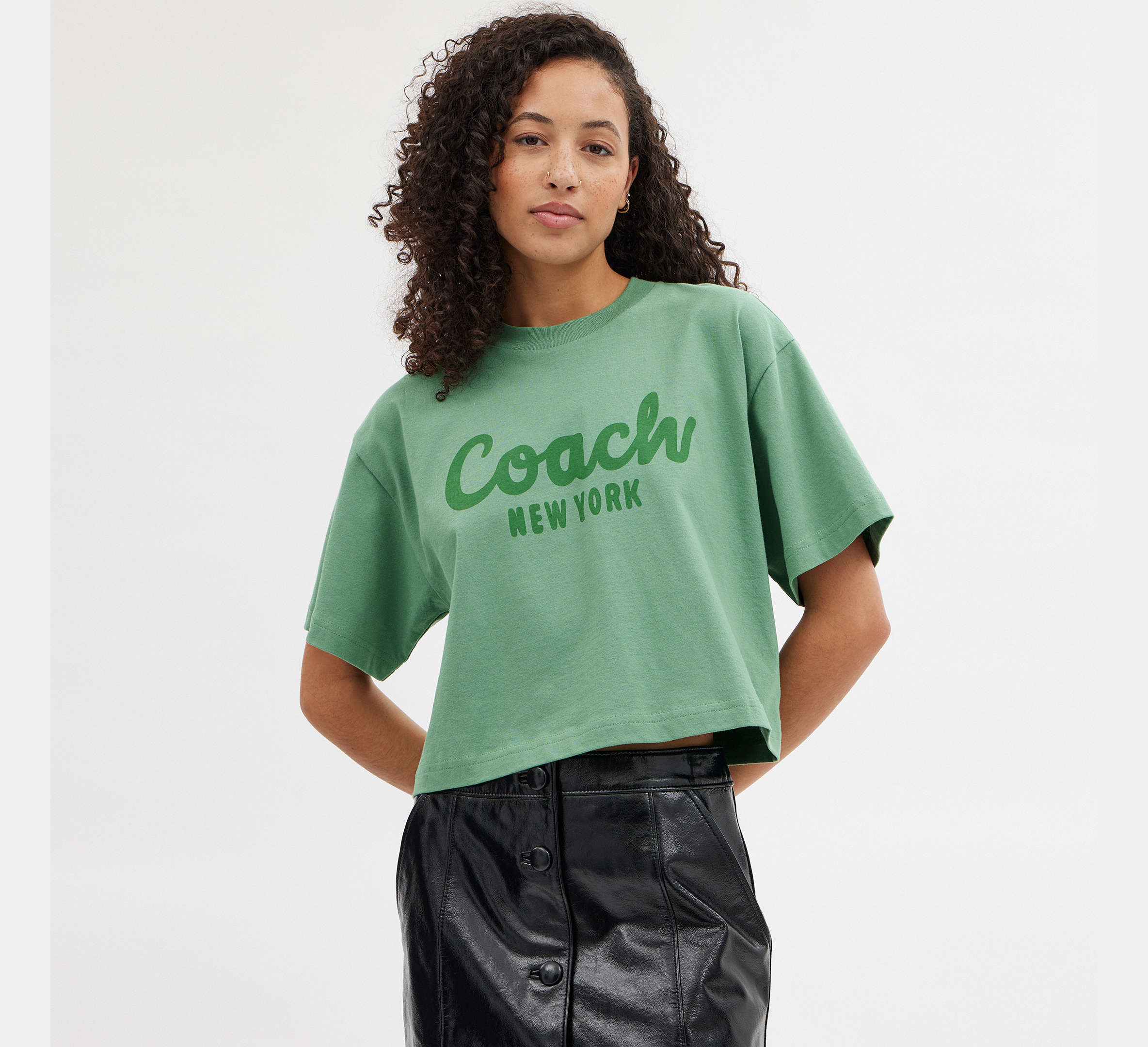 Coach Camiseta corta de firma en cursiva