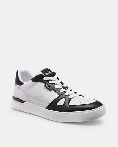 COACH®,CLIP COURT SNEAKER,Leather,Optic White/Black,Front View