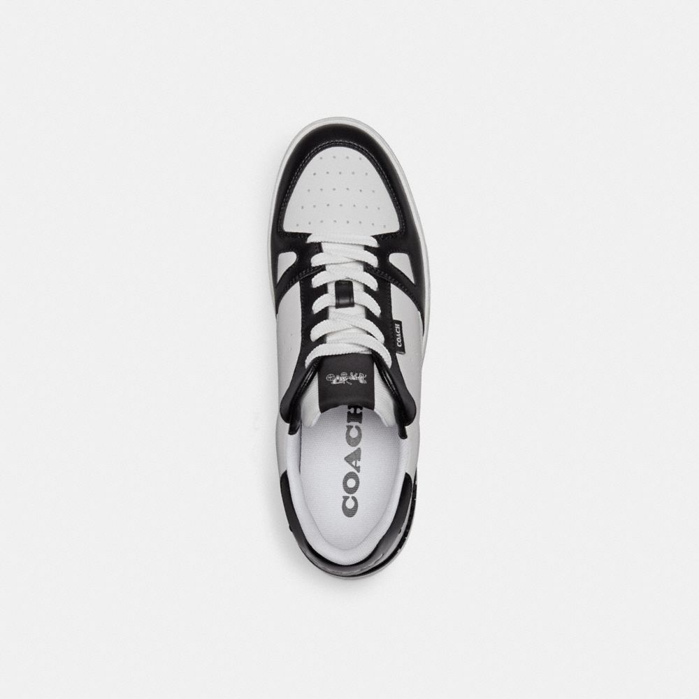 COACH®,CLIP COURT SNEAKER,Leather,Optic White/Black,Inside View,Top View