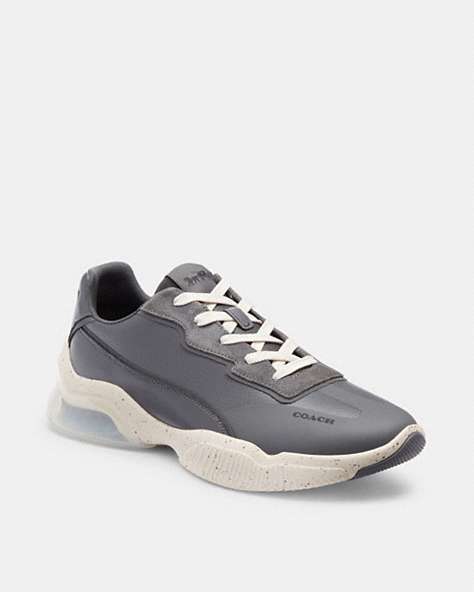 COACH®,CITYSOLE RUNNER,Leather,Industrial Grey,Front View
