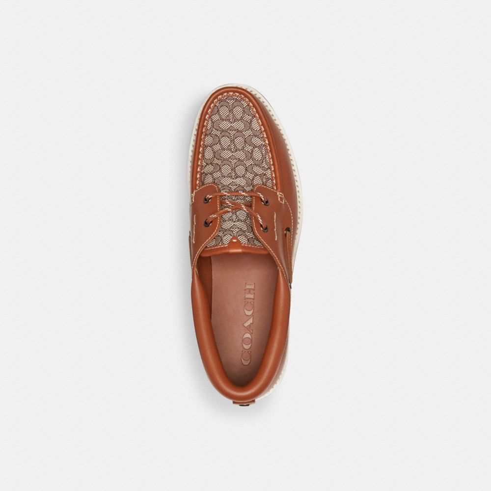 COACH®,BENSON BOAT SHOE IN SIGNATURE JACQUARD,Signature Jacquard,Burnished Amber,Inside View,Top View