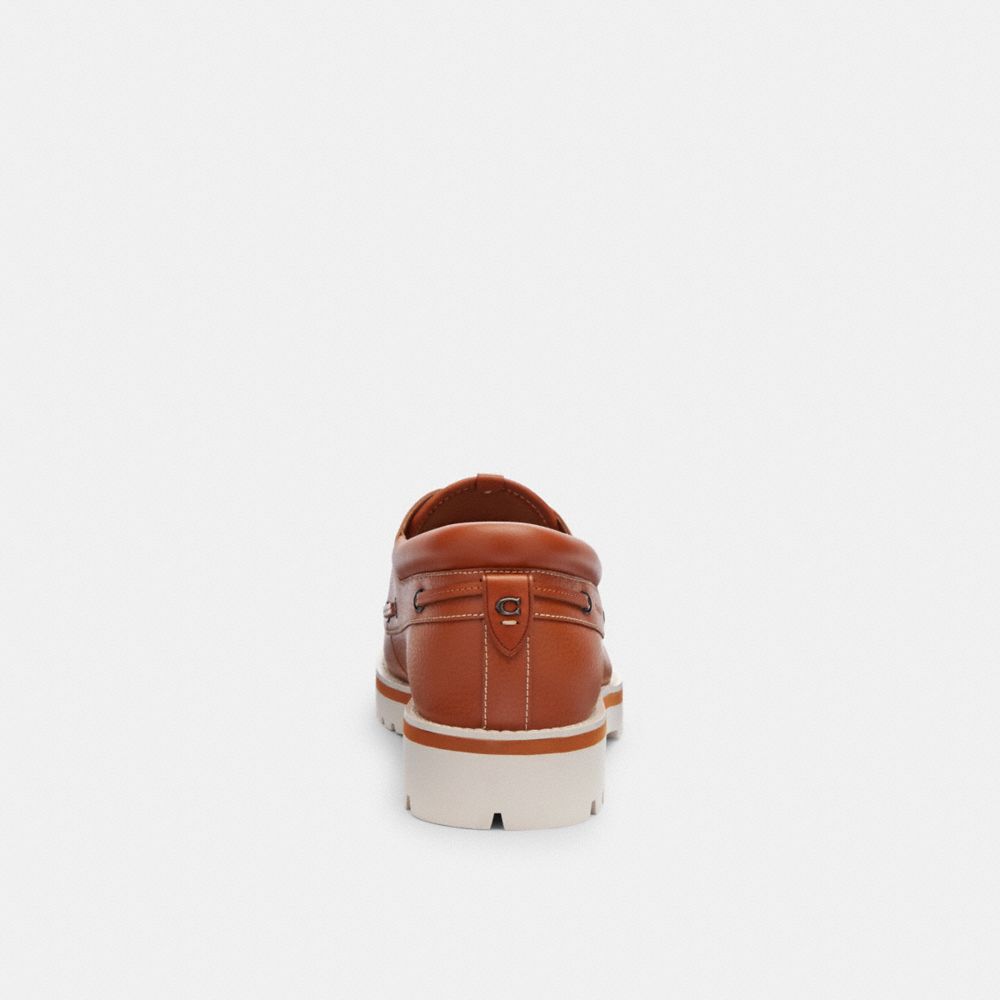 COACH®,CHAUSSURE BATEAU BENSON EN JACQUARD SIGNATURE,Tissu jacquard exclusif,Ambre polie,Alternate View