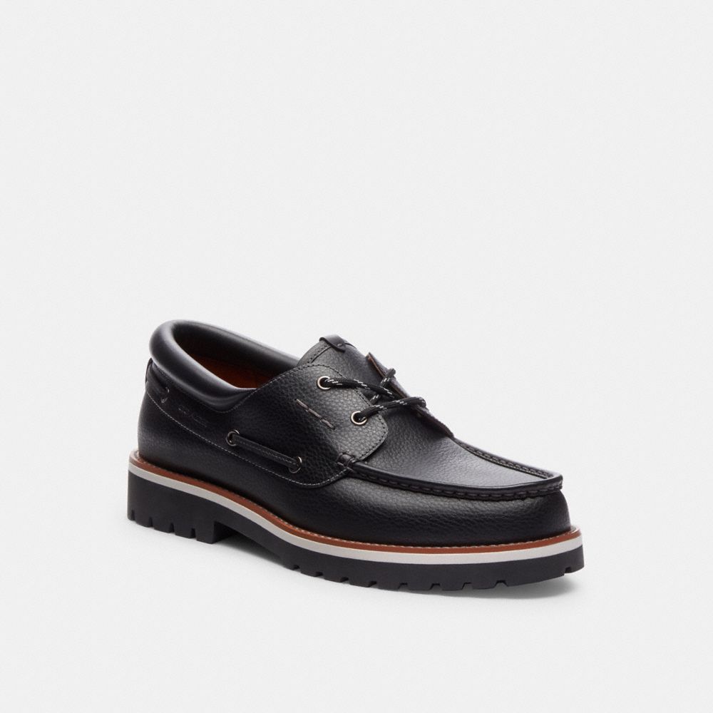 COACH®,BENSON BOAT SHOE,Leather,Black,Front View