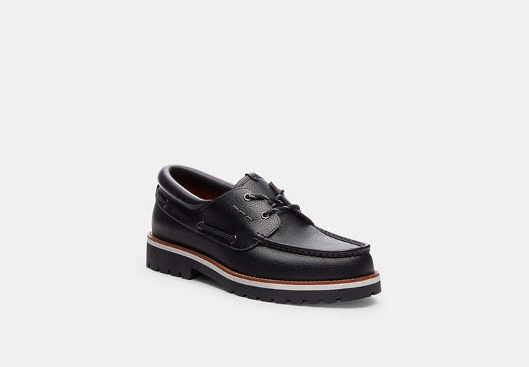 COACH®,BENSON BOAT SHOE,Leather,Black,Front View image number 0