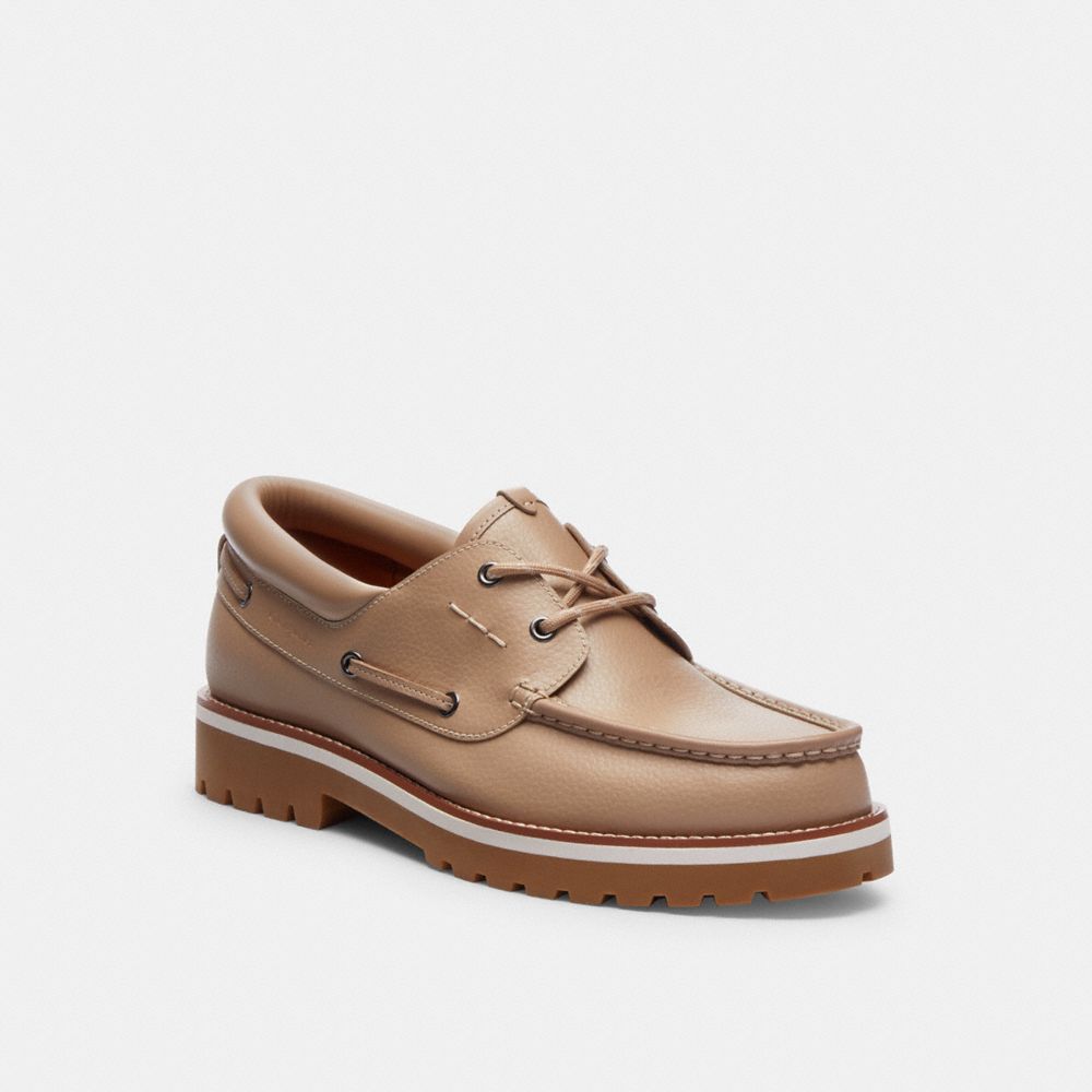 COACH®,BENSON BOAT SHOE,Leather,Taupe,Front View