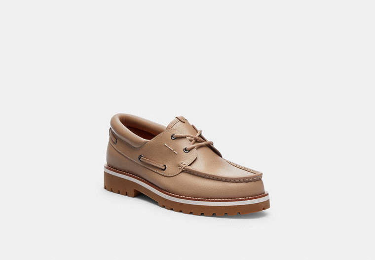 COACH®,BENSON BOAT SHOE,Leather,Taupe,Front View image number 0
