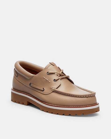 COACH®,BENSON BOAT SHOE,Leather,Taupe,Front View