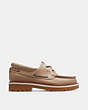 COACH®,BENSON BOAT SHOE,Leather,Taupe,Angle View