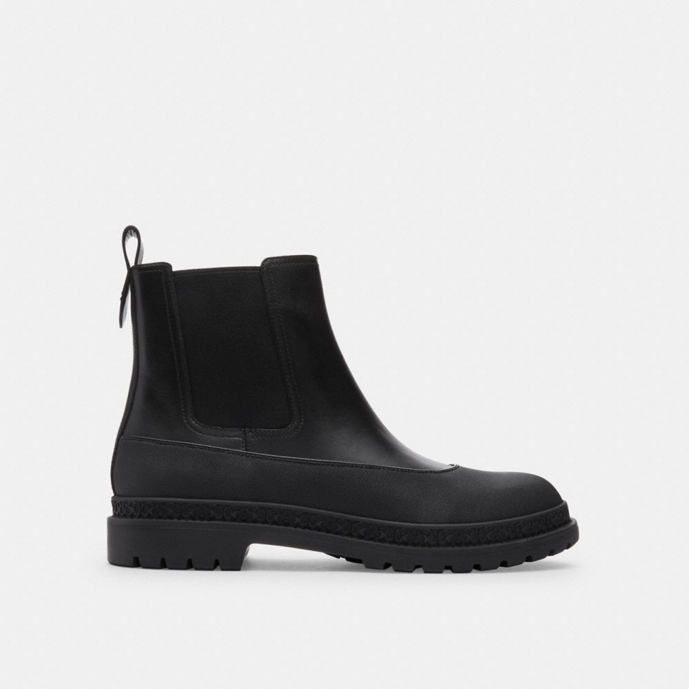 COACH®,CARVER BOOT,Leather,Black,Angle View