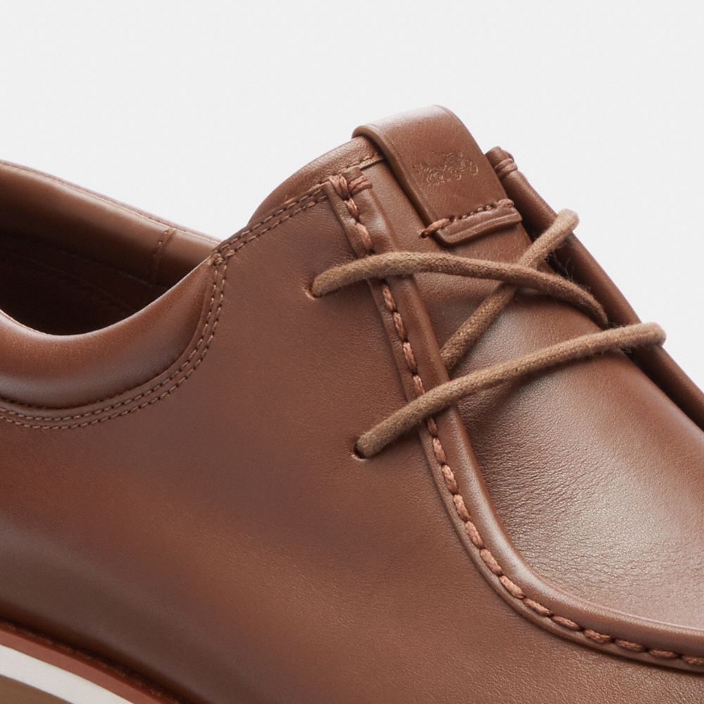 COACH®,Banks Boot,Rubber,Leather,Lining Leather,Loafer,Piping,Pull Tab,Business Casual,Brown