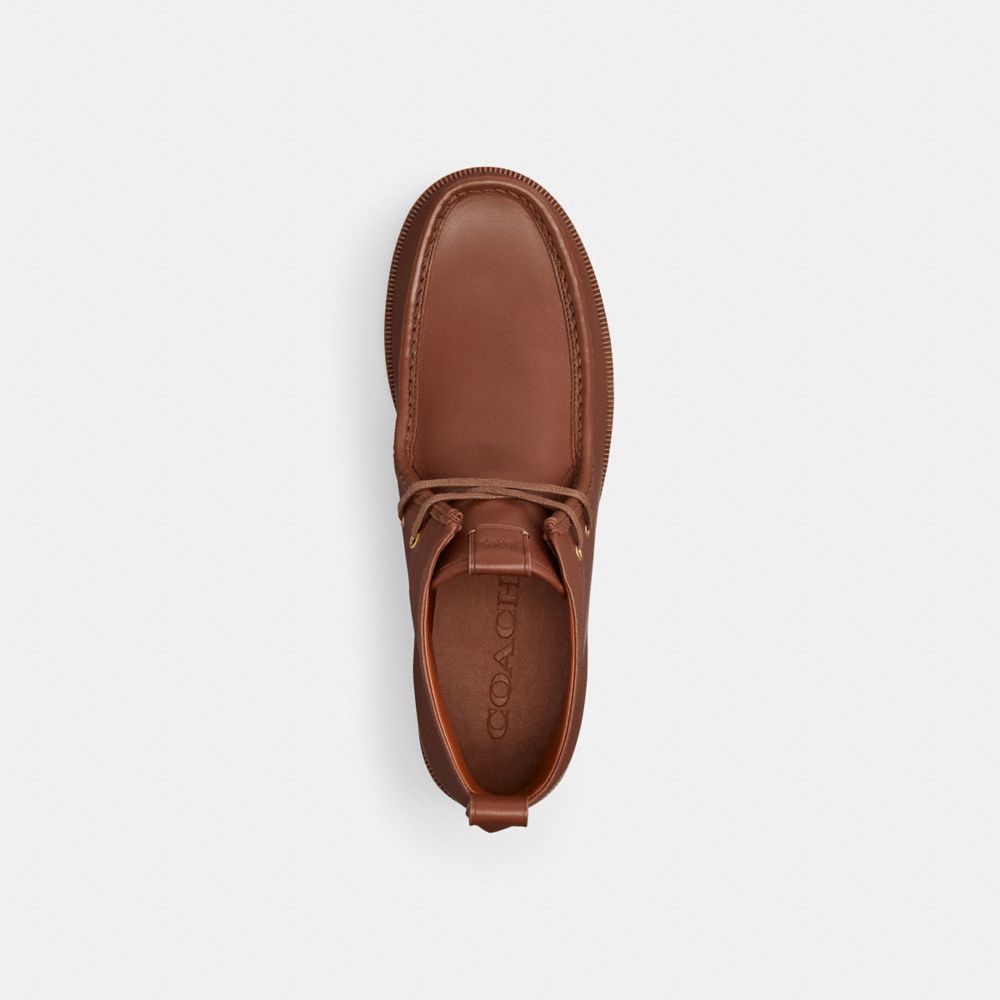 COACH®,Spencer Boot,Lining Leather,EVA,Rubber,Chukka,Pull Tab,Business Casual,Brown,Inside View,Top View