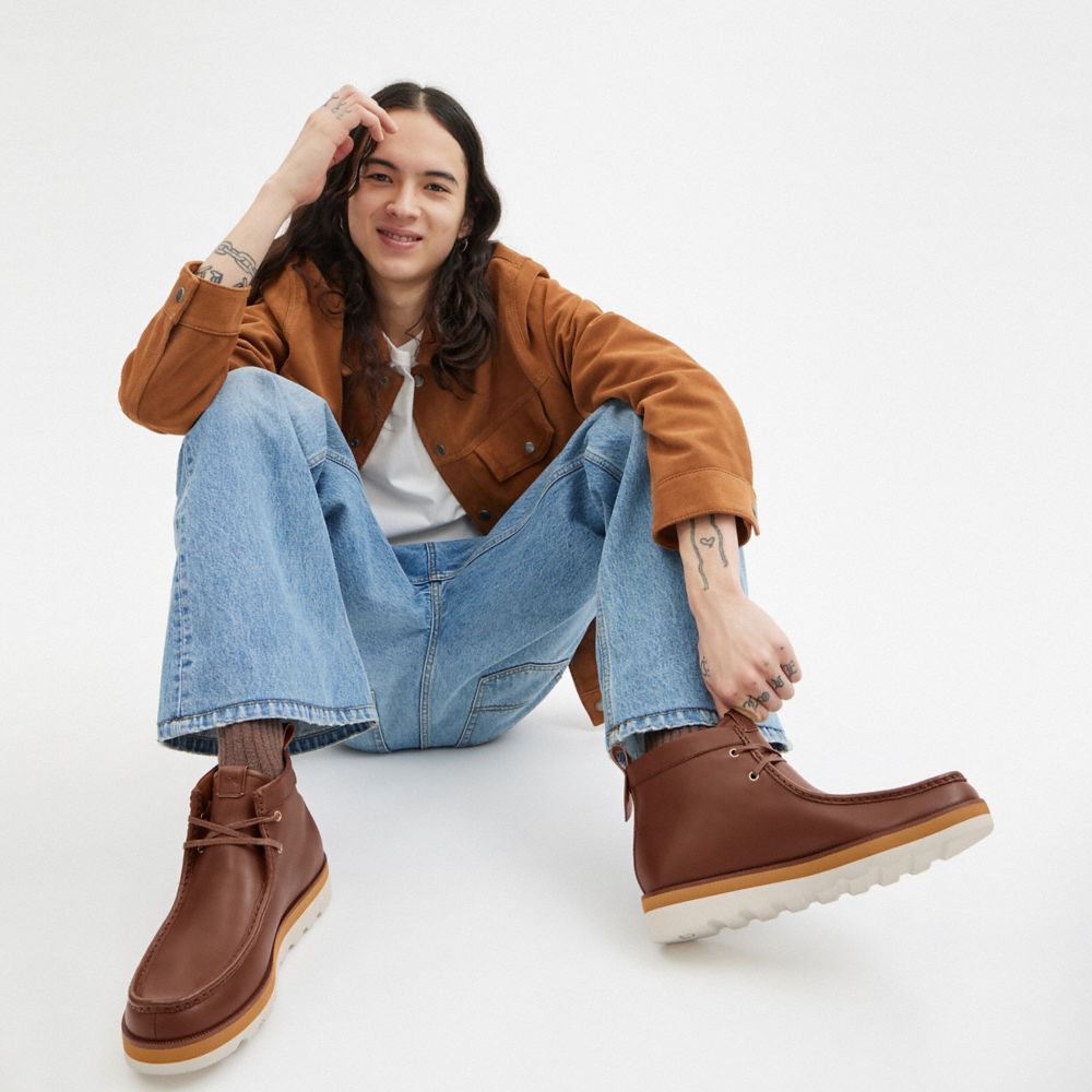 COACH®,Spencer Boot,Lining Leather,EVA,Rubber,Chukka,Pull Tab,Business Casual,Brown,Detail View