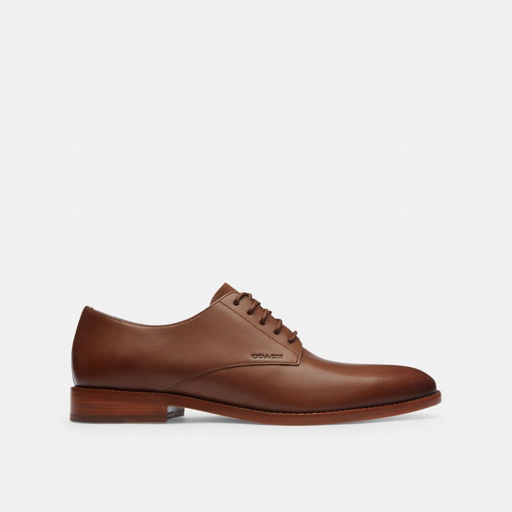 COACH®,Davi Derby,Leather,Derby Shoes,Work,Brown,Angle View