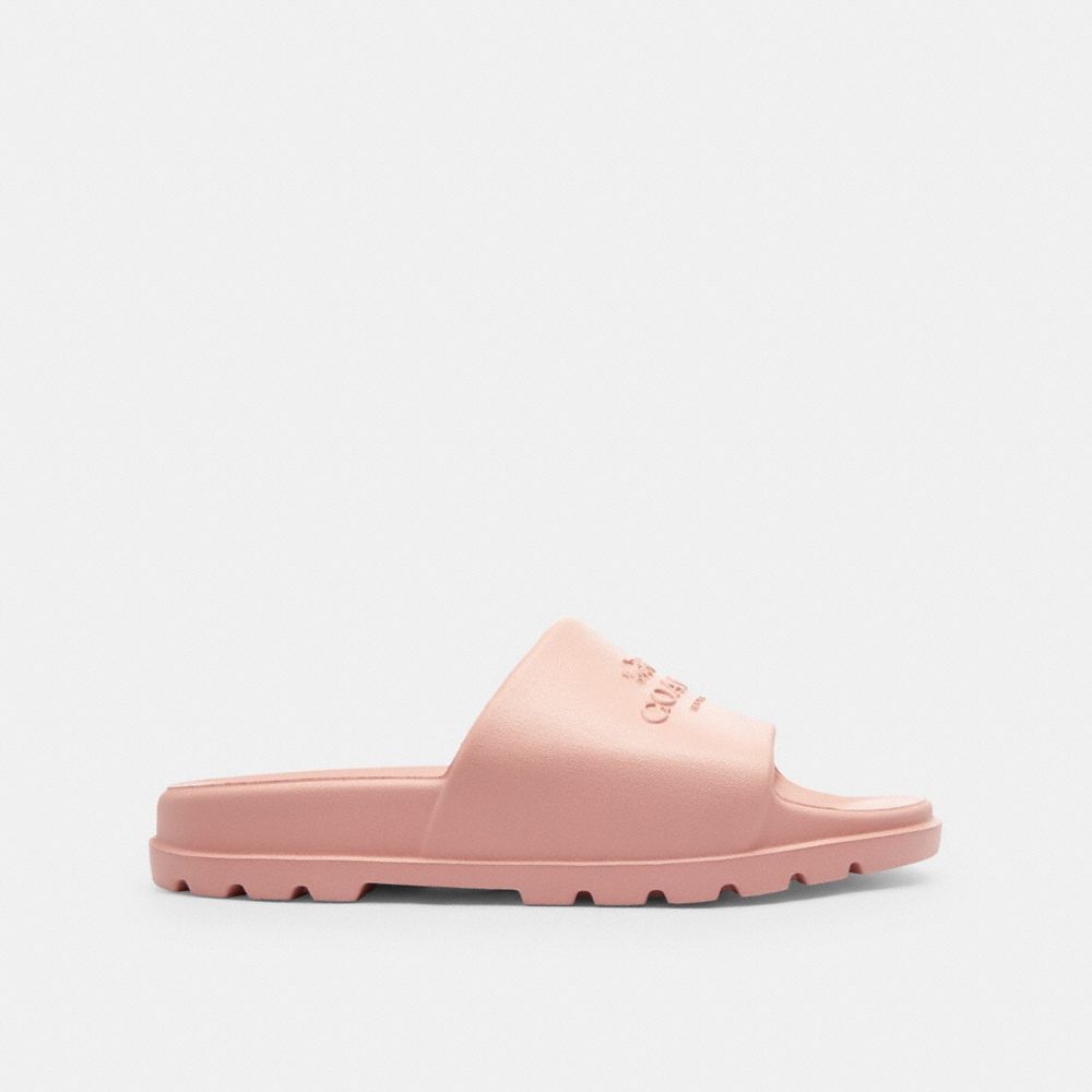 COACH®,Jac Slide,Slides,Logo,Pool,Pink,Angle View