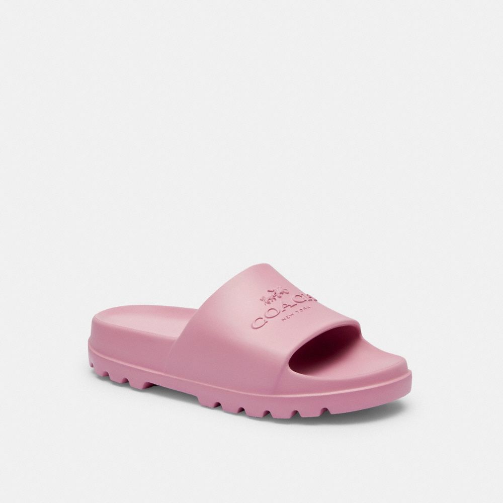 COACH®,Jac Slide,Slides,Logo,Pool,Pink,Front View